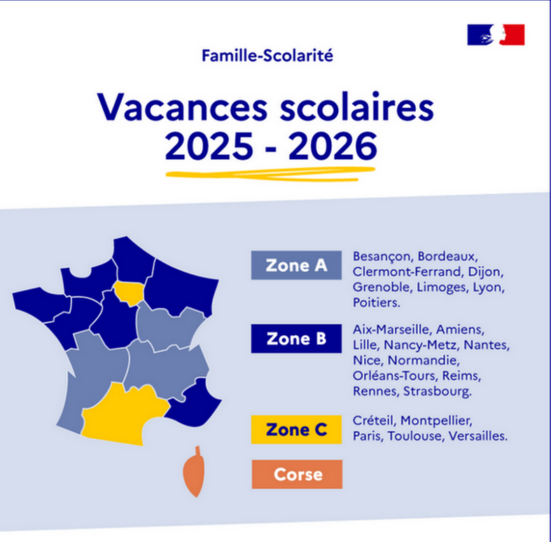 vacances 2025 2026 debut
