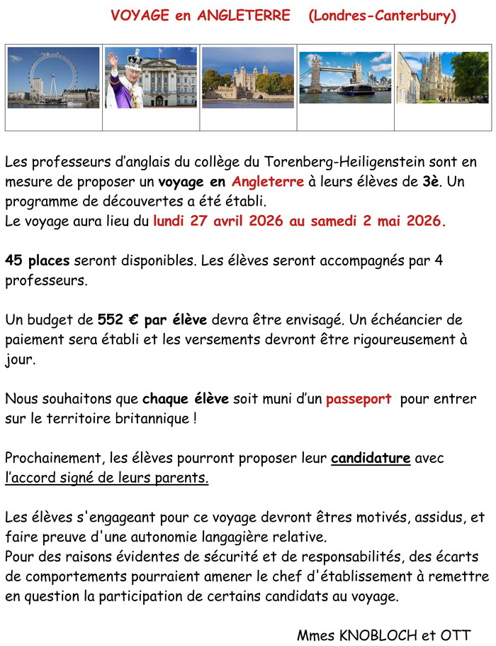voyage à Londres appel à candidature 2026 last